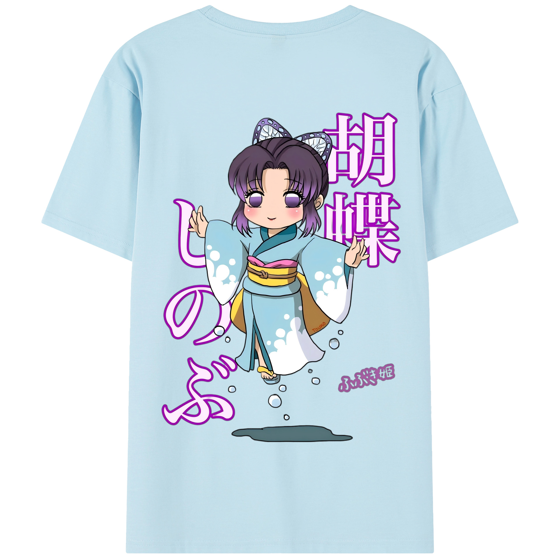 （画像用） 鬼滅の刃（きめつのやいば）蟲柱-胡蝶 しのぶ／こちょう しのぶ Kochou Shinobu 綿100％半袖Tシャツ（背面プリント）